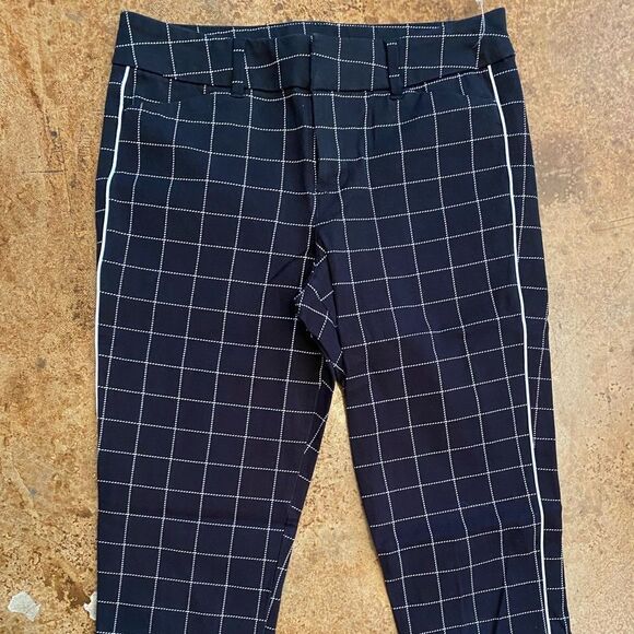 OLD Navy‎ academia Black plaid Pixie Tuxedo Skinny cropped flat front dress pant - Picture 1 of 9